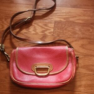 Dooney & Bourke Pink and Brown Crossbody Bag with Structured Design